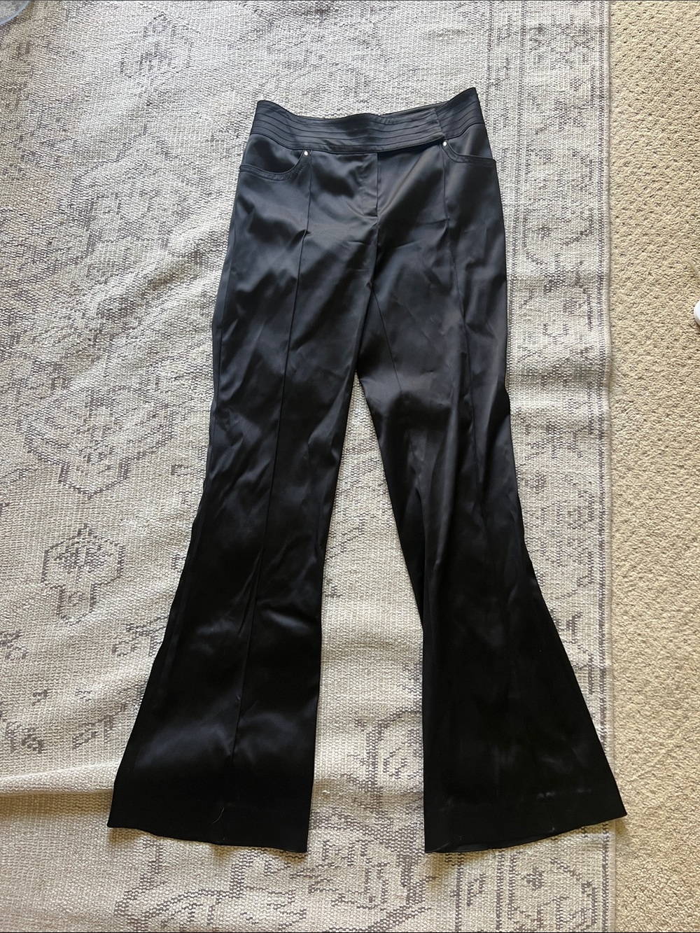 Escada Black Boot-Cut Satin Pants